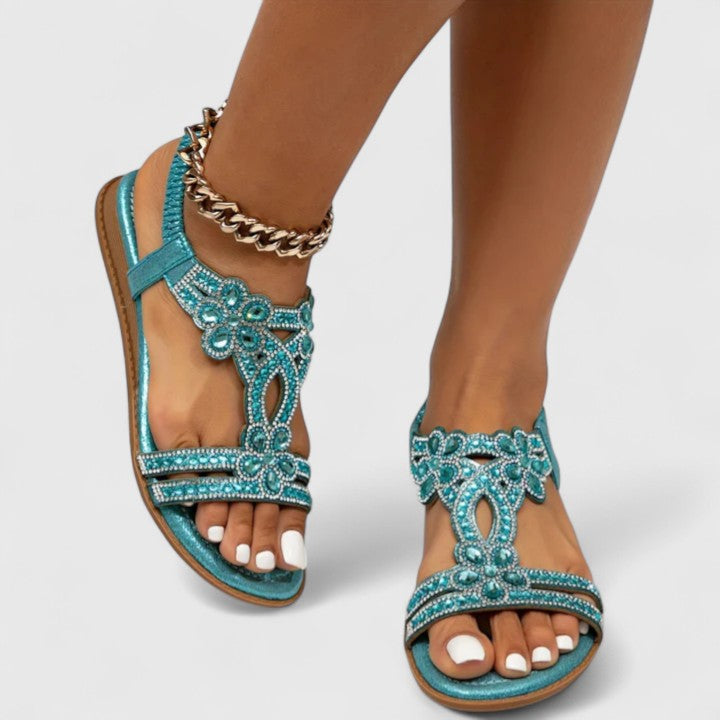 Sandalias ortopédicas con pedrería decorativa y plantilla ergonómica para mujer, ligeras, elegantes y cómodas para verano o diario