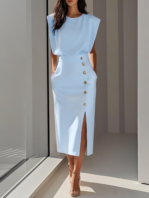 Costo | Vestido Midi con Costado y Hendidura Elegante Fiesta