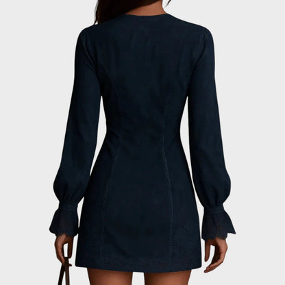 Débora | Mini Vestido de Ante con Encaje para Mujer