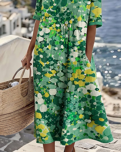 Miriam | Vestido Fluido con Estampado Botánico para Mujer de Verano en Jardín