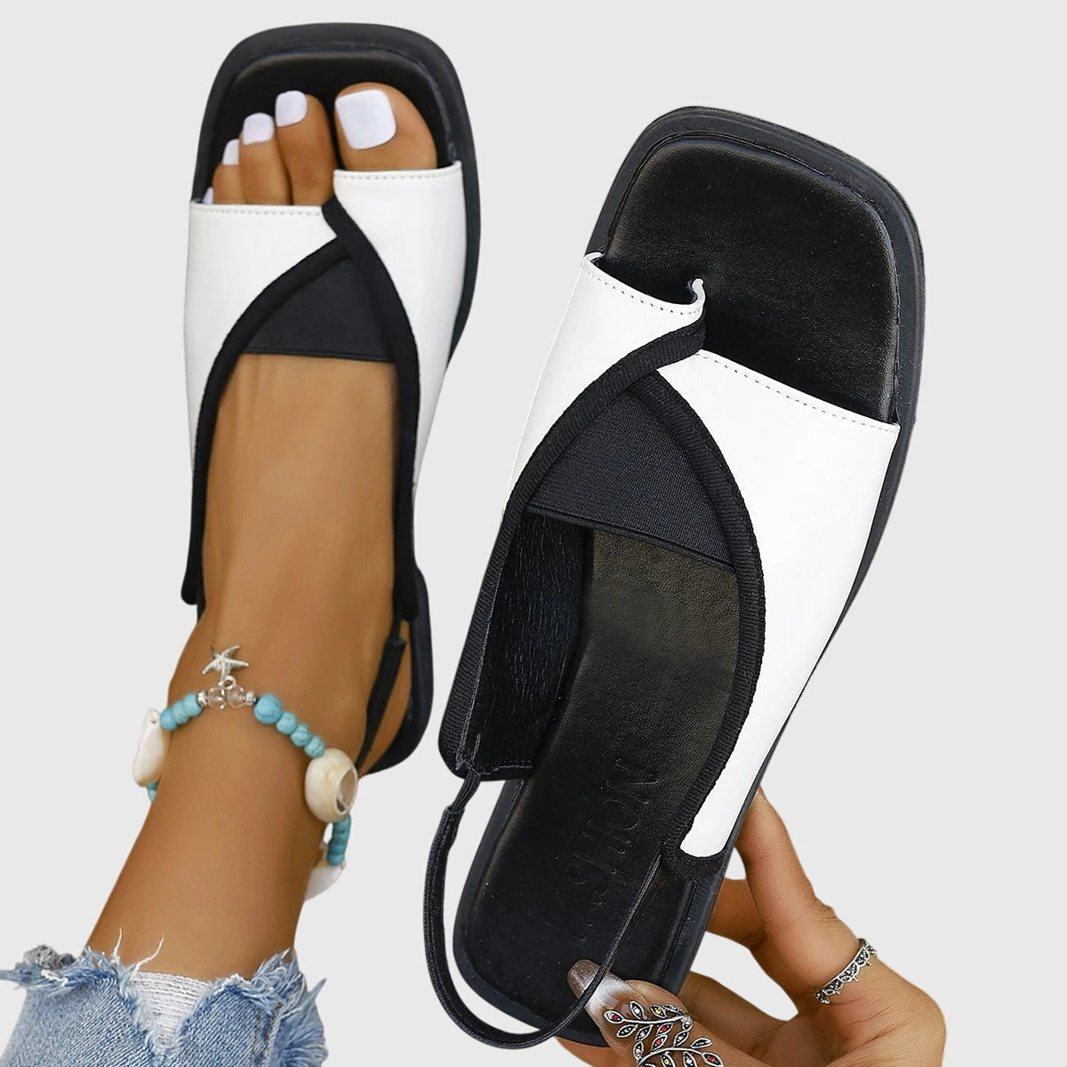 Sandalias ortopédicas con tiras elegantes y plantilla ergonómica para mujer, cómodas y ligeras para verano o uso diario