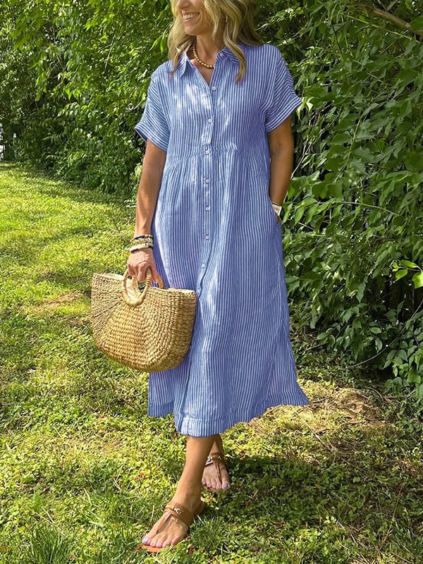 Vestido maxi de manga corta para mujer, ligero y elegante para verano o diario