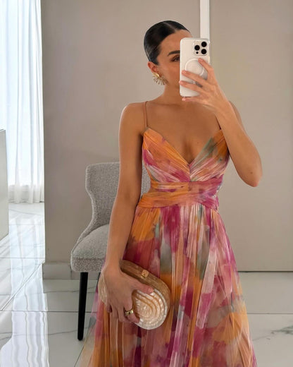 Vestido largo floral para mujer, fresco y femenino para verano