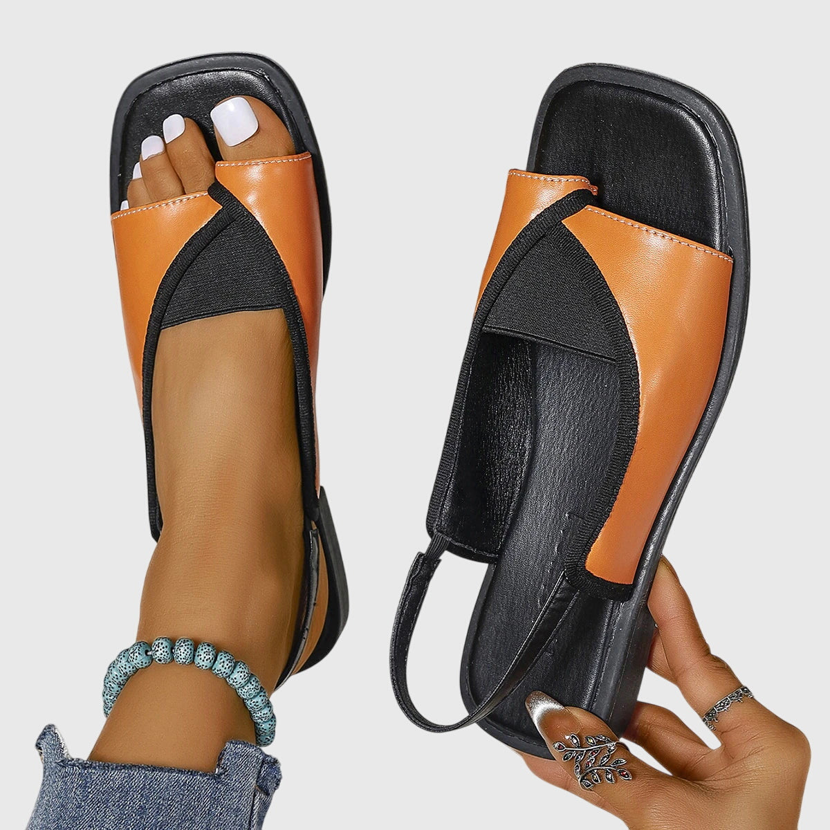 Sandalias ortopédicas con tiras elegantes y plantilla ergonómica para mujer, cómodas y ligeras para verano o uso diario