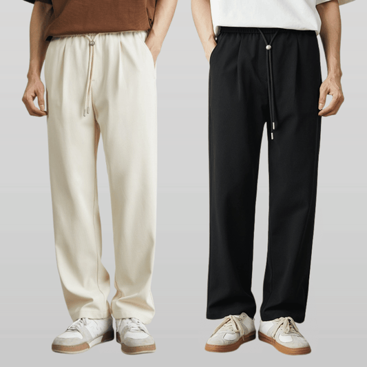 Pantalón recto para hombre de tejido ligero y fluido, corte clásico y cómodo para uso diario