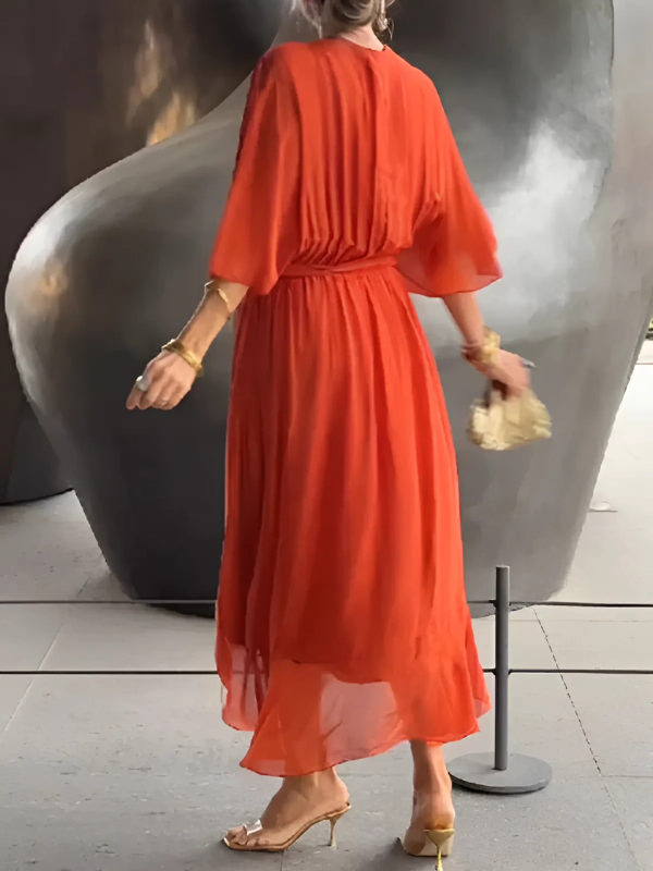 Vestido Midi Envolvente Atemporal Para Mujer - Elegancia Clásica