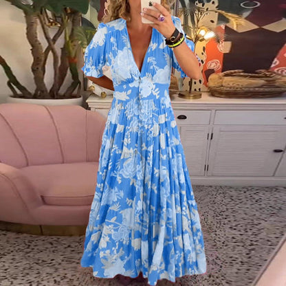 Vestido floral vibrante para mujer, ligero y elegante para verano o fiesta
