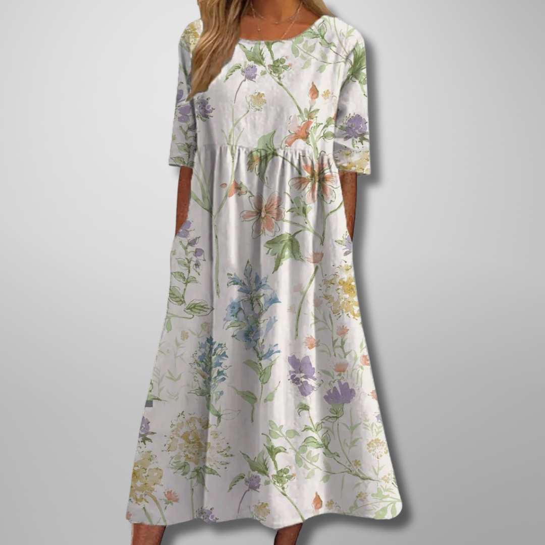 Vestido Midi Floral Veraniego Para Mujer - Fresco Y Elegante