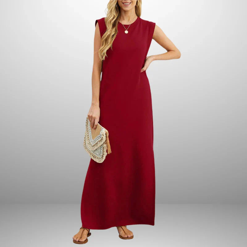 Vestido largo fluido antiarrugas para mujer, ligero y elegante para verano o viaje