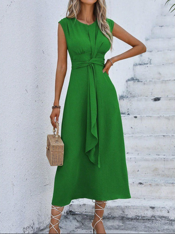 Vestido elegante sin mangas con cintura ajustable para mujer, ligero y cómodo