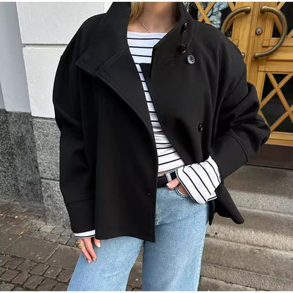 Elena | Chaqueta Corta de Lana Gruesa con Cuello Redondeado para Mujer