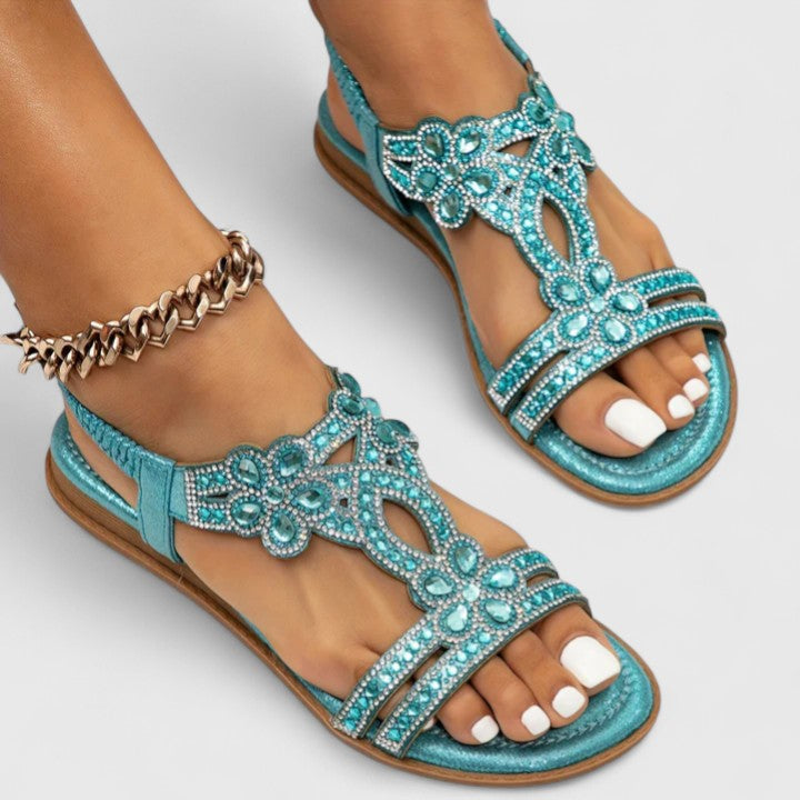 Sandalias ortopédicas con pedrería decorativa y plantilla ergonómica para mujer, ligeras, elegantes y cómodas para verano o diario