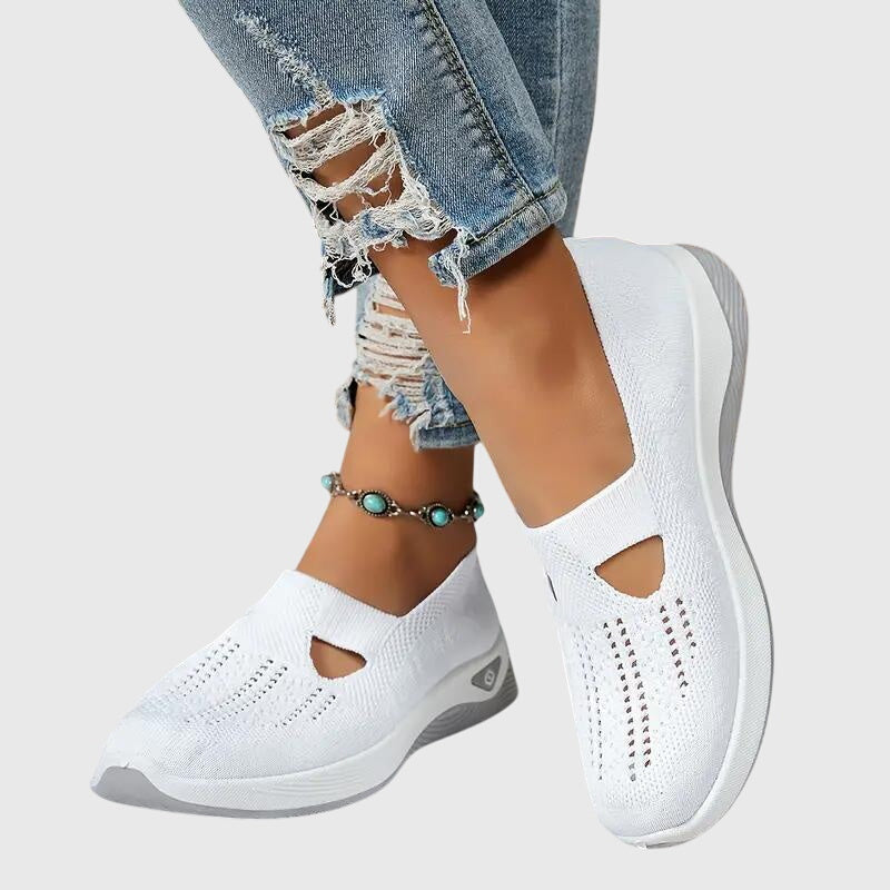 Sneakers ortopédicos sin cordones con plantilla anatómica y diseño transpirable para mujer, confortables para todo el día