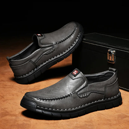 Zapatos de cuero sin cordones para hombre, elegantes y prácticos