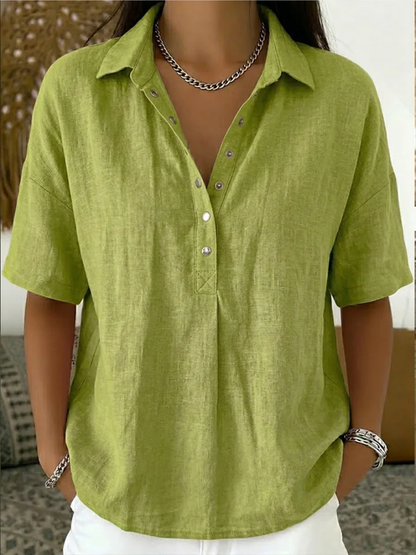 Blusa con cuello y botones para mujer, elegante y cómoda