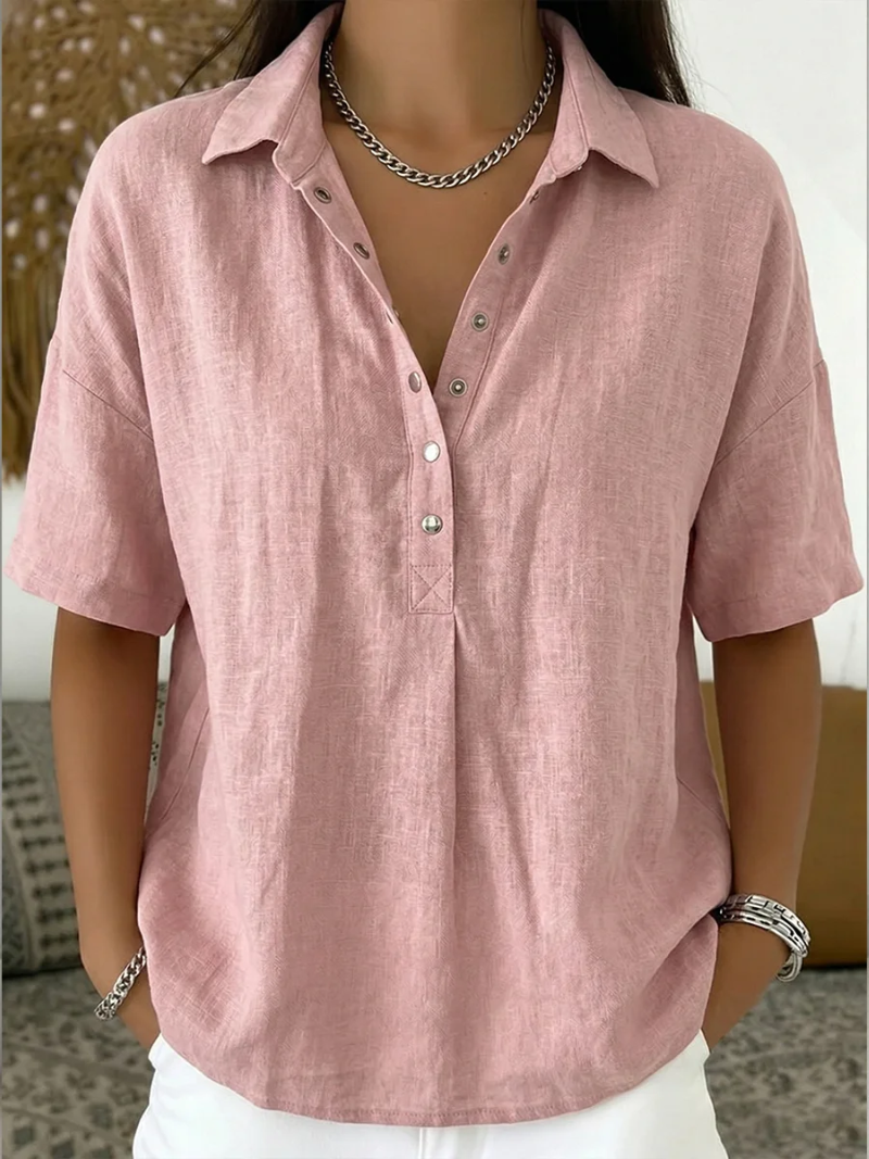 Blusa con cuello y botones para mujer, elegante y cómoda