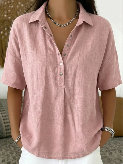 Blusa con cuello y botones para mujer, elegante y cómoda