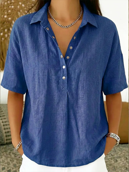 Blusa con cuello y botones para mujer, elegante y cómoda