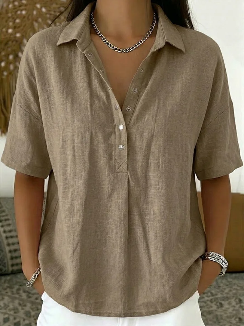 Blusa con cuello y botones para mujer, elegante y cómoda