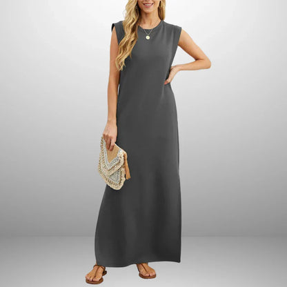 Vestido largo fluido antiarrugas para mujer, ligero y elegante para verano o viaje