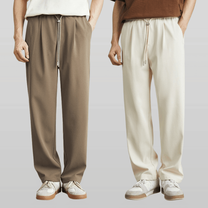 Pantalón recto para hombre de tejido ligero y fluido, corte clásico y cómodo para uso diario