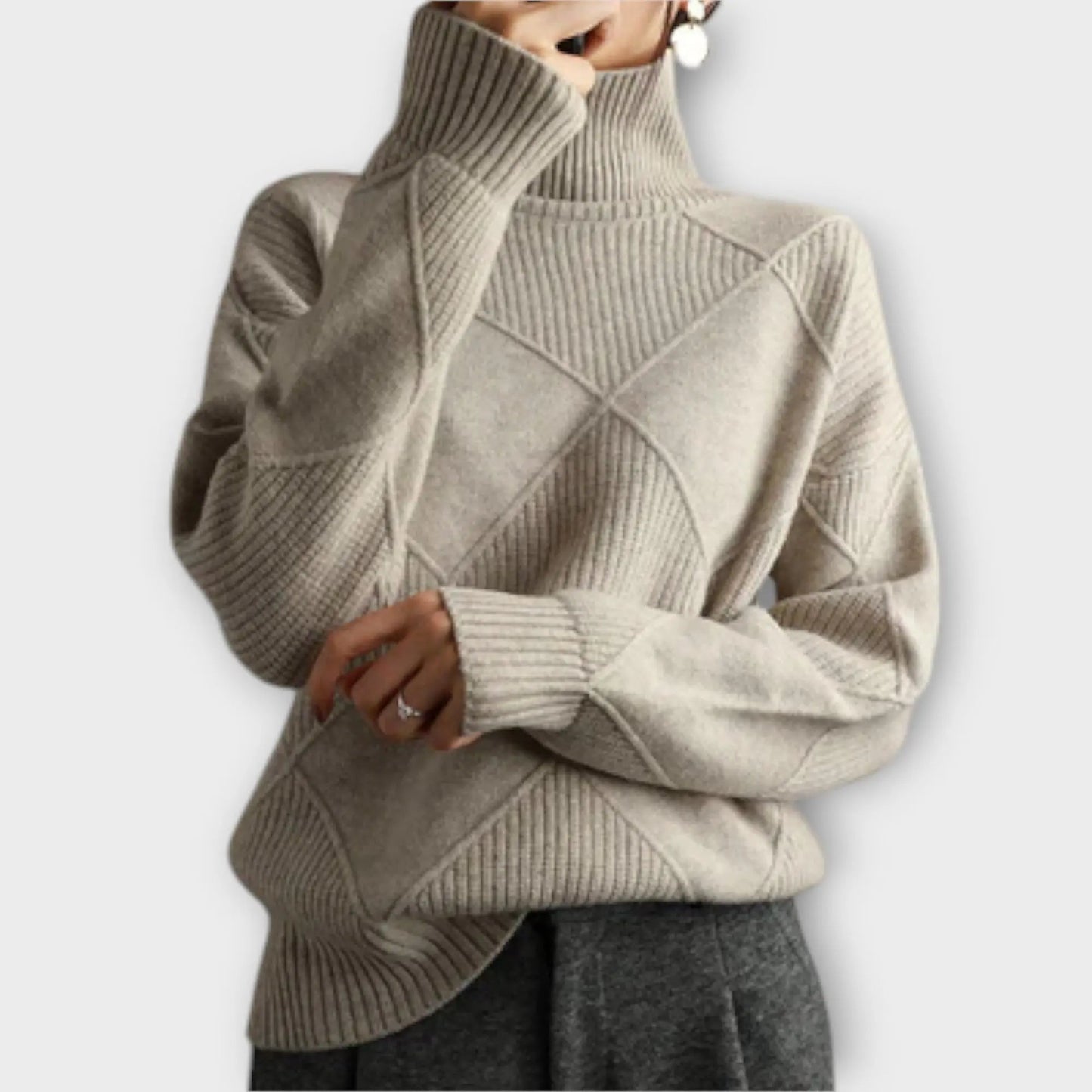 Melanie | Jersey de Punto con Cuello Alto para Mujer de Otoño Elegante