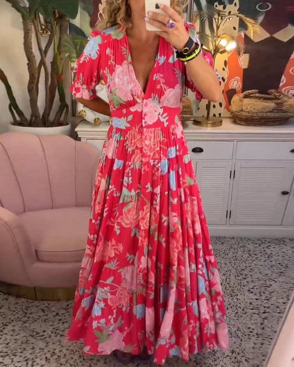 Vestido floral vibrante para mujer, ligero y elegante para verano o fiesta
