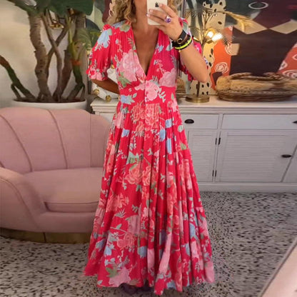 Vestido floral vibrante para mujer, ligero y elegante para verano o fiesta