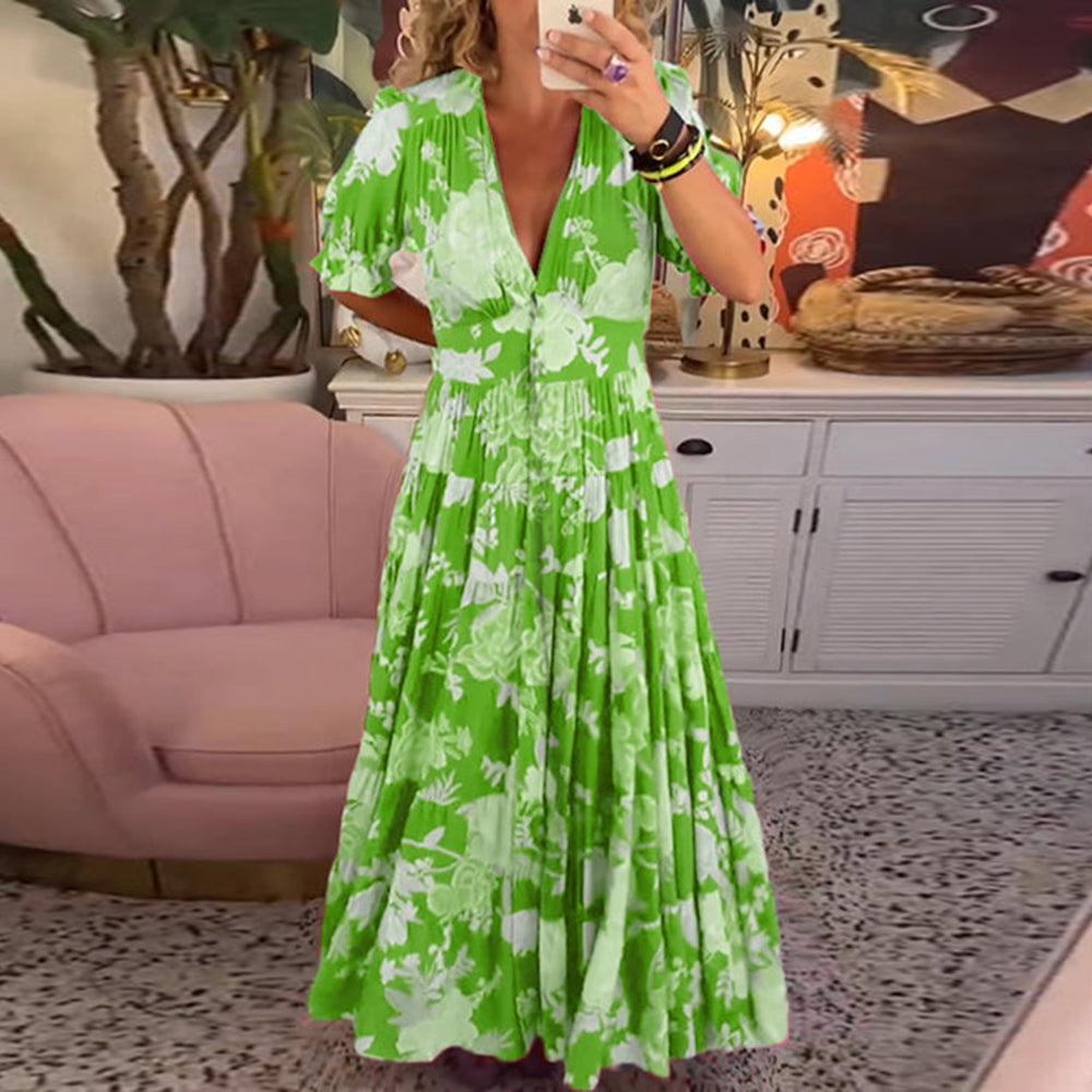 Vestido floral vibrante para mujer, ligero y elegante para verano o fiesta