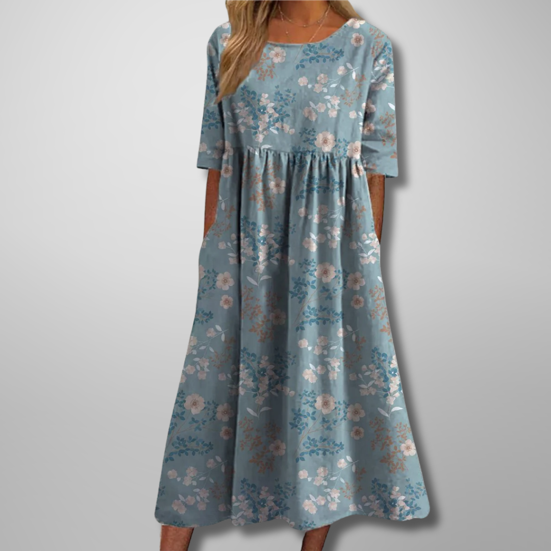 Vestido Midi Floral Veraniego Para Mujer - Fresco Y Elegante