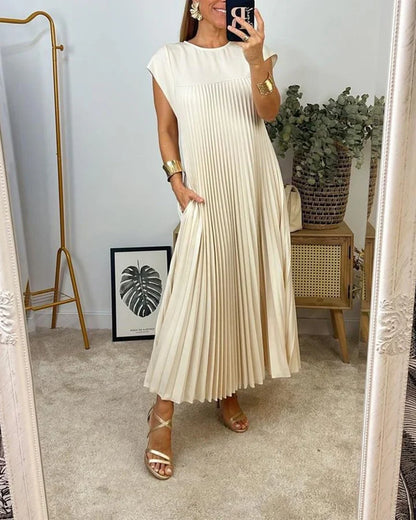 Vestido largo atemporal de corte fluido para mujer, cómodo y elegante para diario o viaje