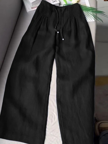 Pantalones Wide Leg de Algodón y Lino