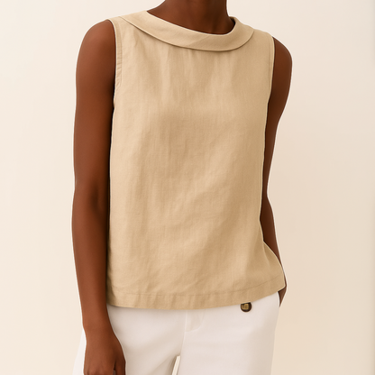 Top Sin Mangas Con Cuello Redondo Para Mujer - Comodidad Diaria