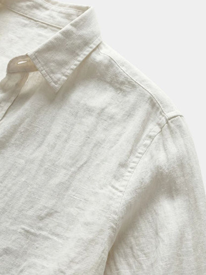 Camisa de lino veraniega para hombre, ligera y transpirable para verano o playa