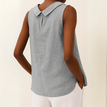 Top Sin Mangas Con Cuello Redondo Para Mujer - Comodidad Diaria
