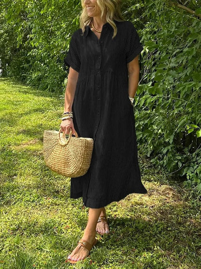 Vestido maxi de manga corta para mujer, ligero y elegante para verano o diario