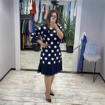Vestido Plisado de Lunares | Diseño Sofisticado