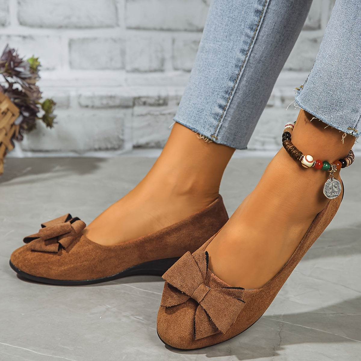 Zapatos planos ortopédicos con lazo decorativo y plantilla ergonómica para mujer, cómodos y elegantes para uso diario u oficina