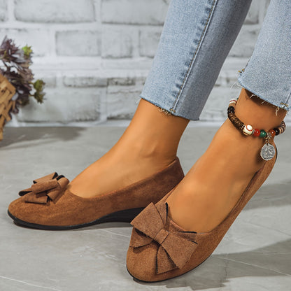 Zapatos planos ortopédicos con lazo decorativo y plantilla ergonómica para mujer, cómodos y elegantes para uso diario u oficina