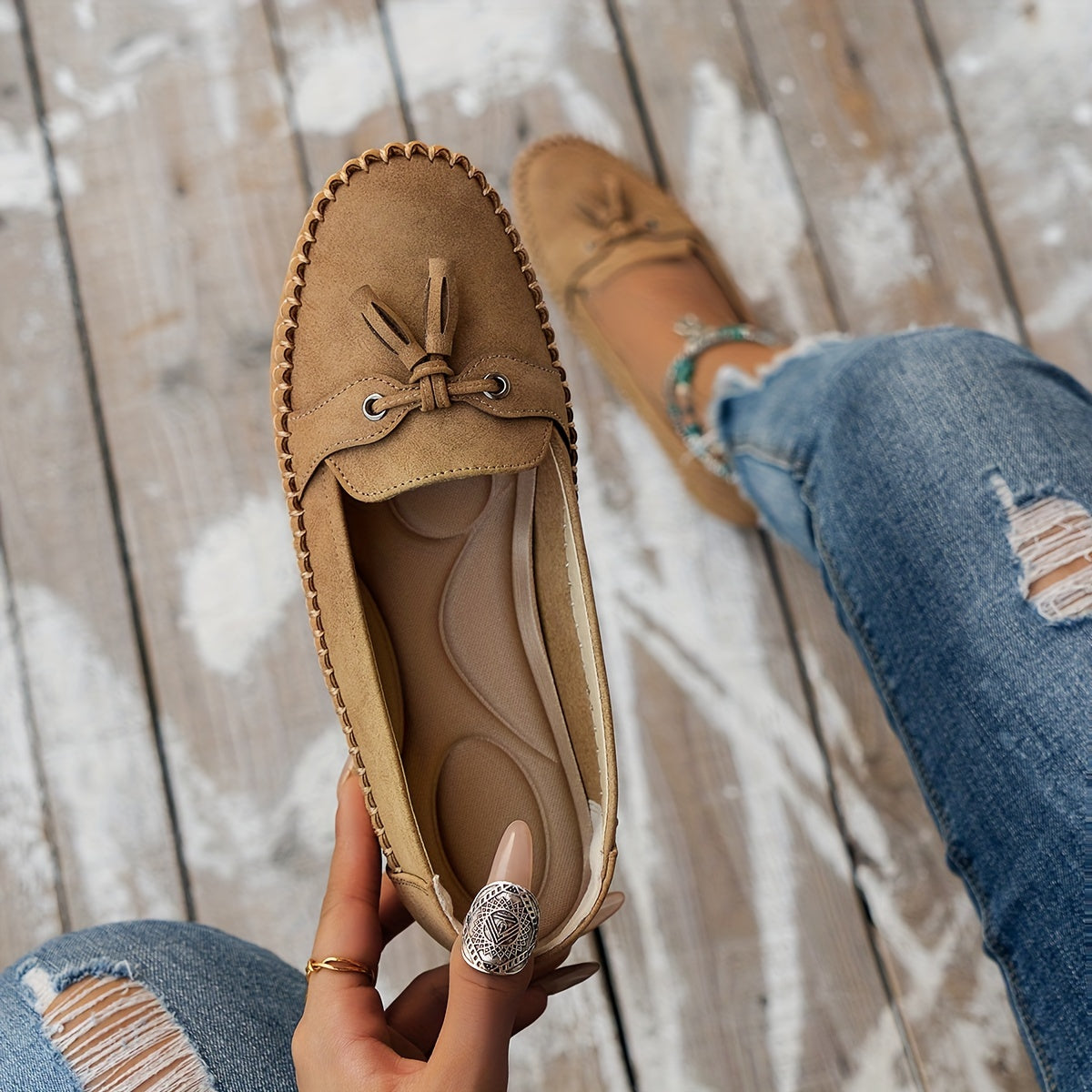 Mocasines con borlas para mujer, estilo elegante y cómodo