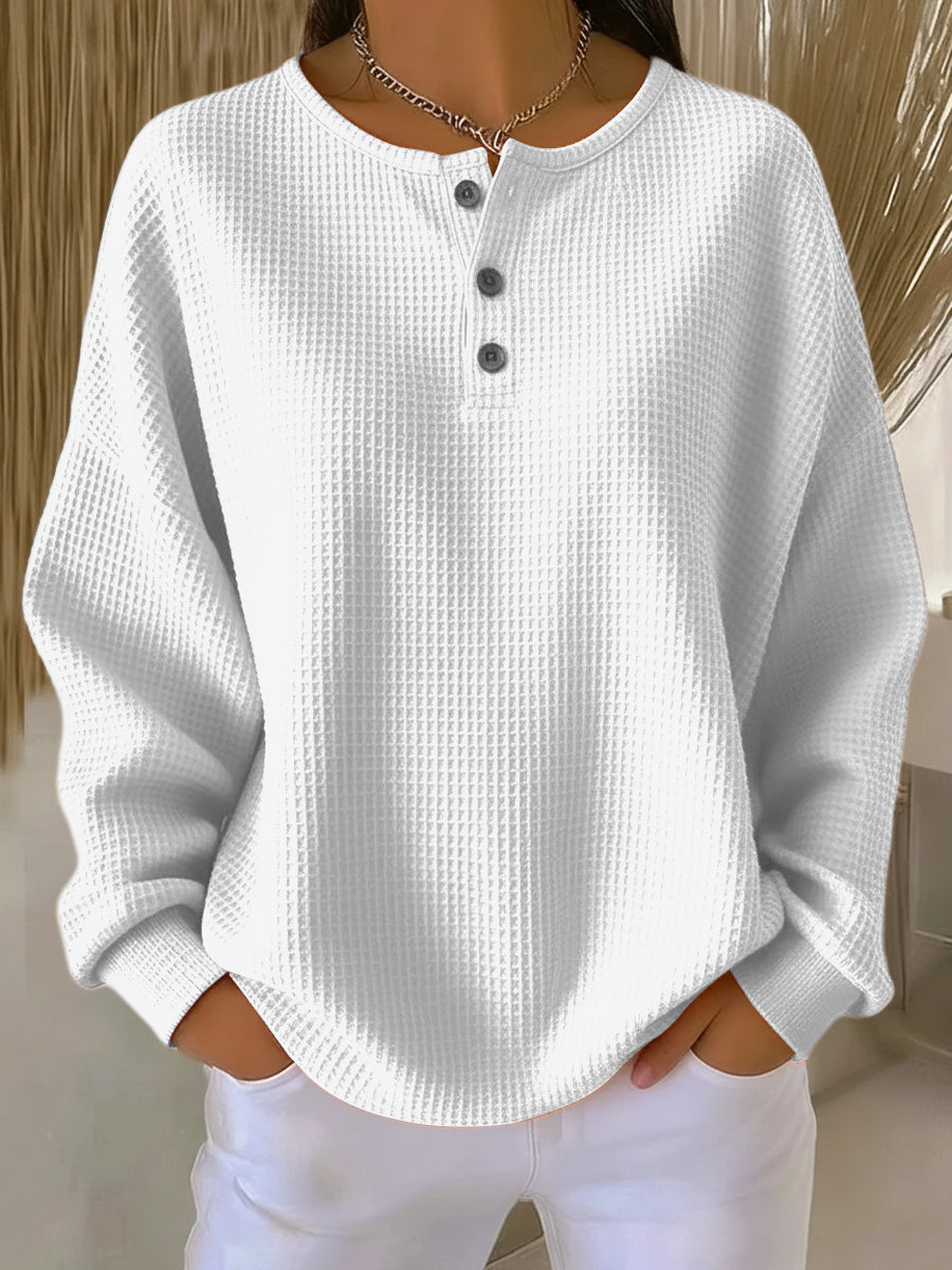Bryony | Jersey de Punto con Textura de Waffle y Botones para Mujer