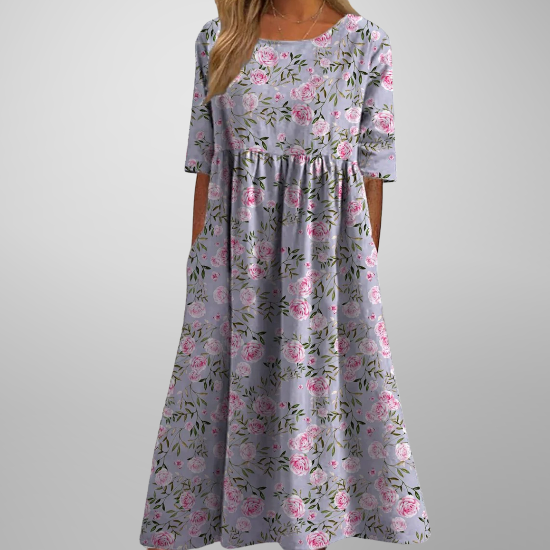 Vestido Midi Floral Veraniego Para Mujer - Fresco Y Elegante