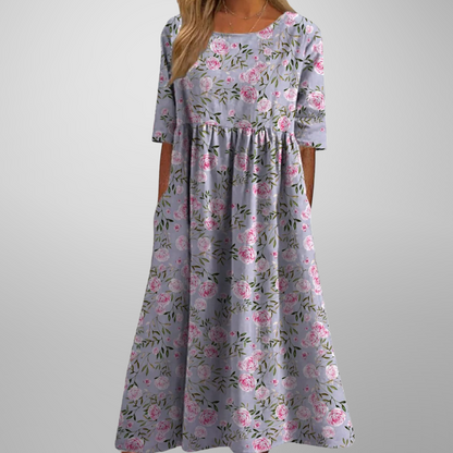 Vestido Midi Floral Veraniego Para Mujer - Fresco Y Elegante
