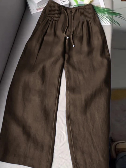 Pantalones Wide Leg de Algodón y Lino
