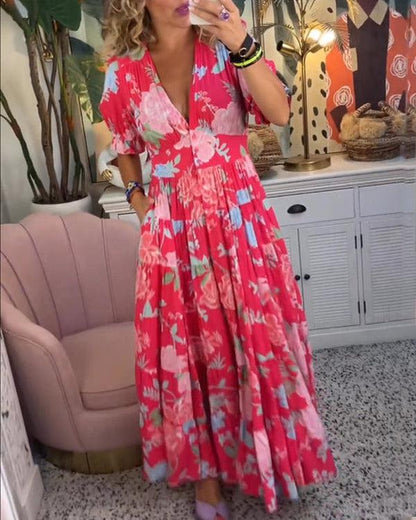 Vestido floral vibrante para mujer, ligero y elegante para verano o fiesta