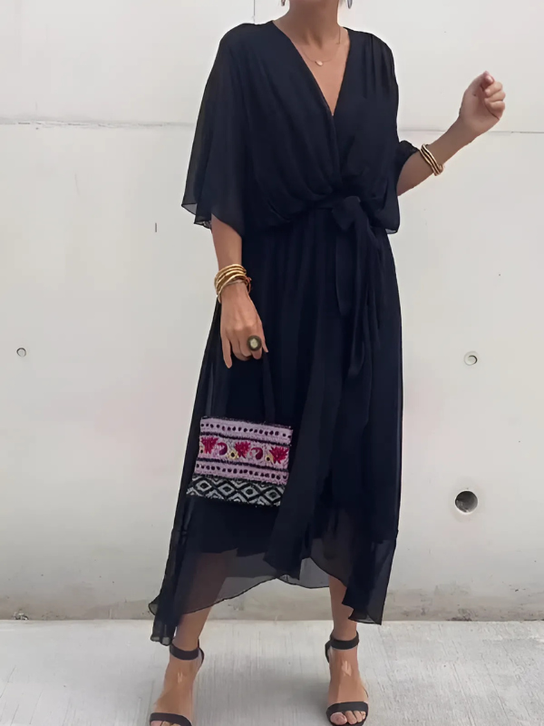 Vestido Midi Envolvente Atemporal Para Mujer - Elegancia Clásica