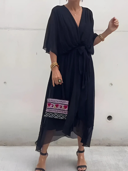Vestido Midi Envolvente Atemporal Para Mujer - Elegancia Clásica