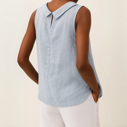 Top Sin Mangas Con Cuello Redondo Para Mujer - Comodidad Diaria