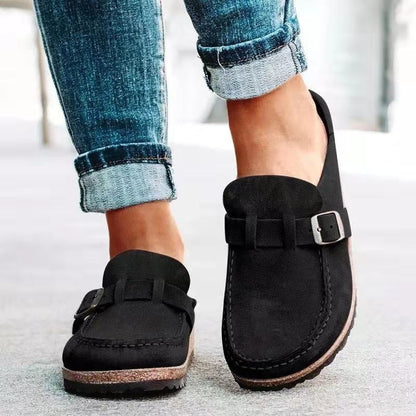 Zapatos ortopédicos slip-on de ante suave para mujer, con plantilla ergonómica y suela antideslizante