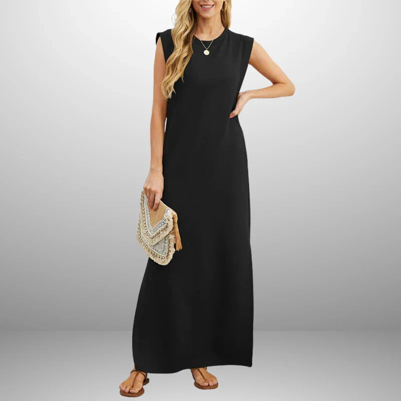 Vestido largo fluido antiarrugas para mujer, ligero y elegante para verano o viaje